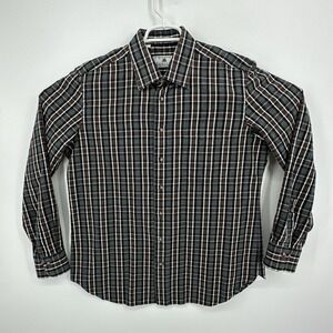 Carroll Co Beverly Hills Gray Plaid Button Up Dress Shirt Size L Made in Italy